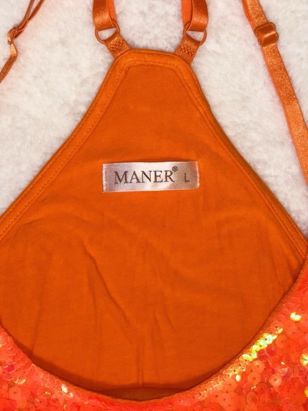 Sequin Racerback Tank Top in Vibrant Orange by - Picture 9 of 9